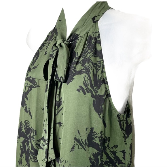SOLD Parker Brantling olive & black silk halter blouse - Picture 4 of 7